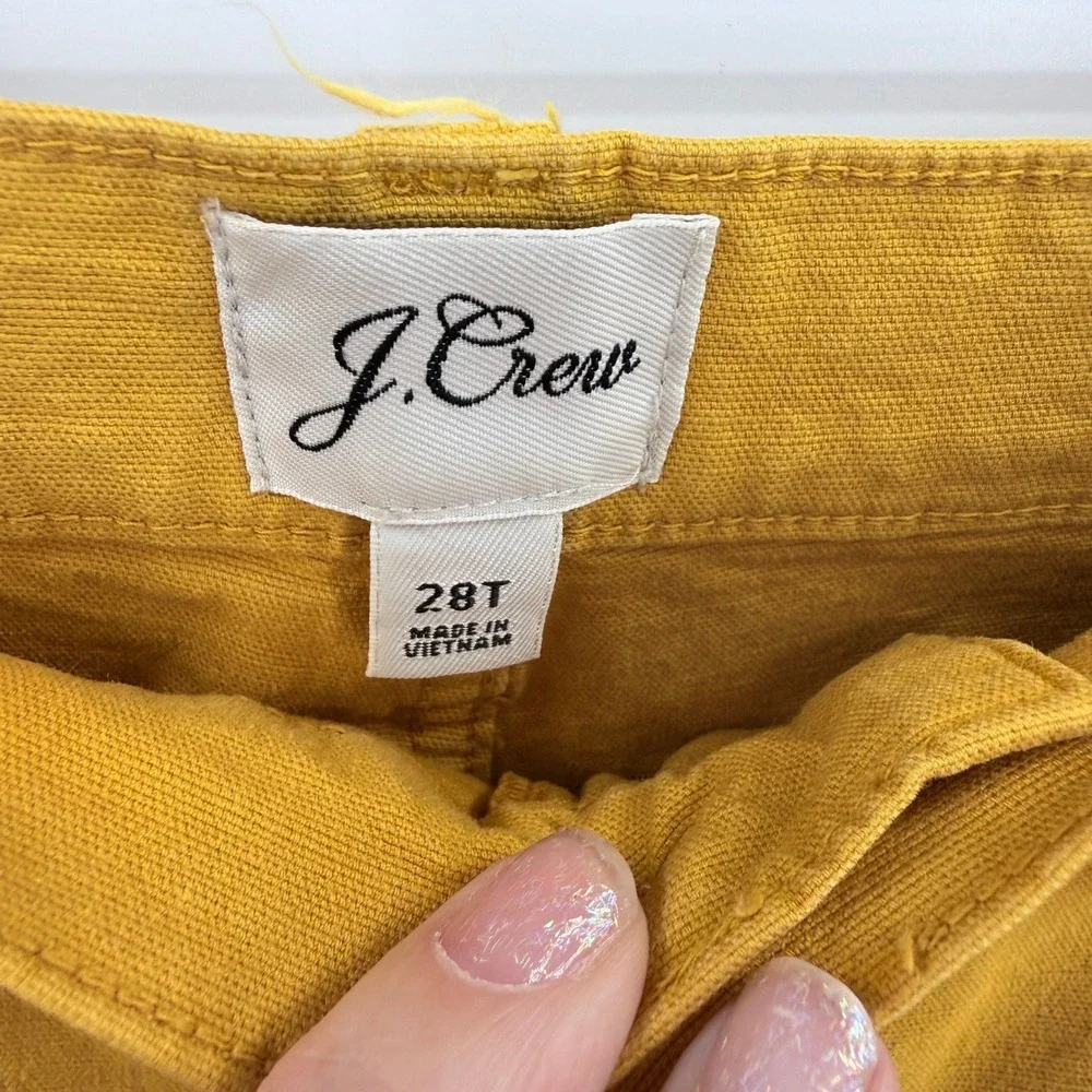 J.Crew Slim Wide Leg Pants Mustard Yellow High Rise Cotton Modal Size 28T Tall